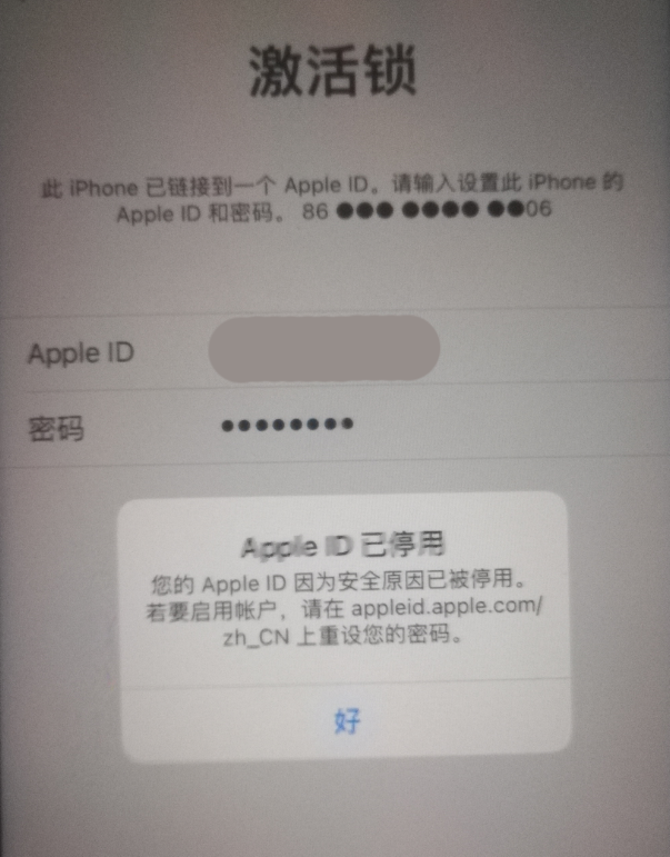 梅里斯达斡尔族苹果手机维修分享iPhone 12 出现提示“Apple ID 已停用”怎么办 